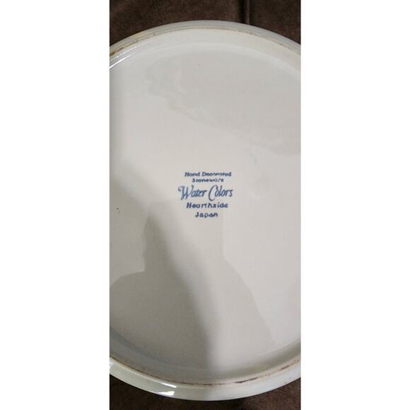 Vintage 1980s Hearthside Serving Bowl, Ceramic Stoneware Tan and Brown bands - Picture 6 of 6